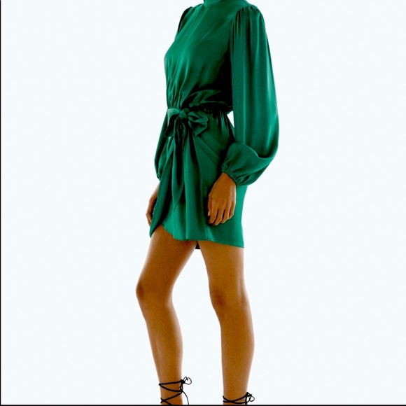 Zara green silk dress - Picture 1 of 2